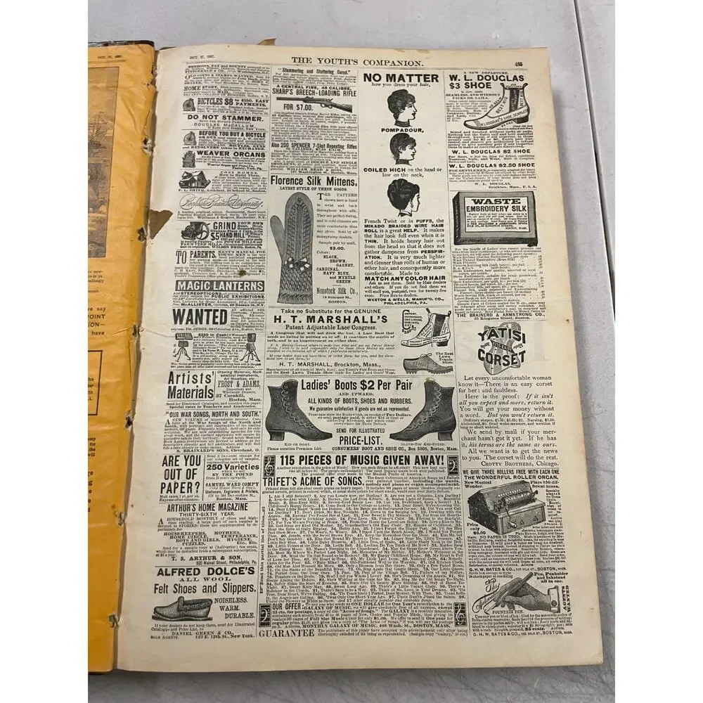 Antique 1880s Youths Companion Magazine Bound Volume Premium Issue Ads Victorian